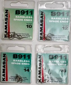 Kamasan B911 Barbless Spade Ends Coarse Fishing Hooks in Sizes 10 - 16 - Picture 1 of 5
