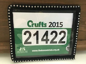 DOG SHOW RING ID CARD HOLDER ARMBAND CRYSTAL SURROUND FOR SHOW EXHIBITORS - Picture 1 of 2
