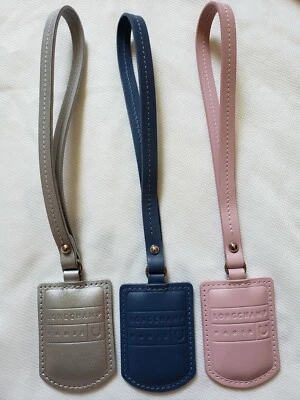 NEW Longchamp Paris logo leather bag charm Blue, Pink, or Silver MADE IN FRANCE - Image 1 of 3