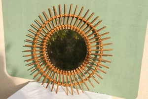 miroir soleil en osier design des années 70 ** - Foto 1 di 7