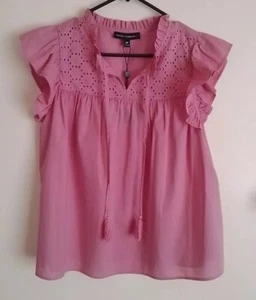 Dannii Minogue Womens Flutter Sleeve Top Blouse Size 8P Rose Pink Petites BNWT - Picture 1 of 7