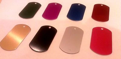 MILITARY STYLE DOG TAGS ID PET TAGS DOUBLE SIDED DIAMOND ENGRAVED (5cm or 4cm) - Image 1 of 2