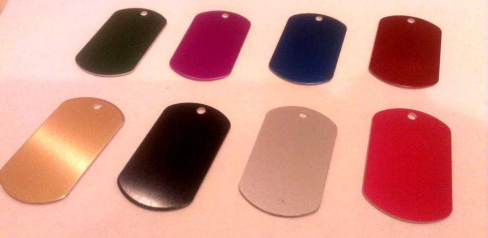 MILITARY STYLE DOG TAGS ID PET TAGS DOUBLE SIDED DIAMOND ENGRAVED (5cm or 4cm) - Image 1 of 2