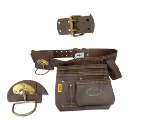 Professional Single Pouch OILY Leather Belt Cowboy Design Tradesman Oil Tanned  - Picture 1 of 5
