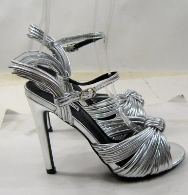 CAPE ROBBIN Silver 5"high Stiletto heel peep toe ankle strap sexy WOMEN Size 6.5 - Image 1 of 4