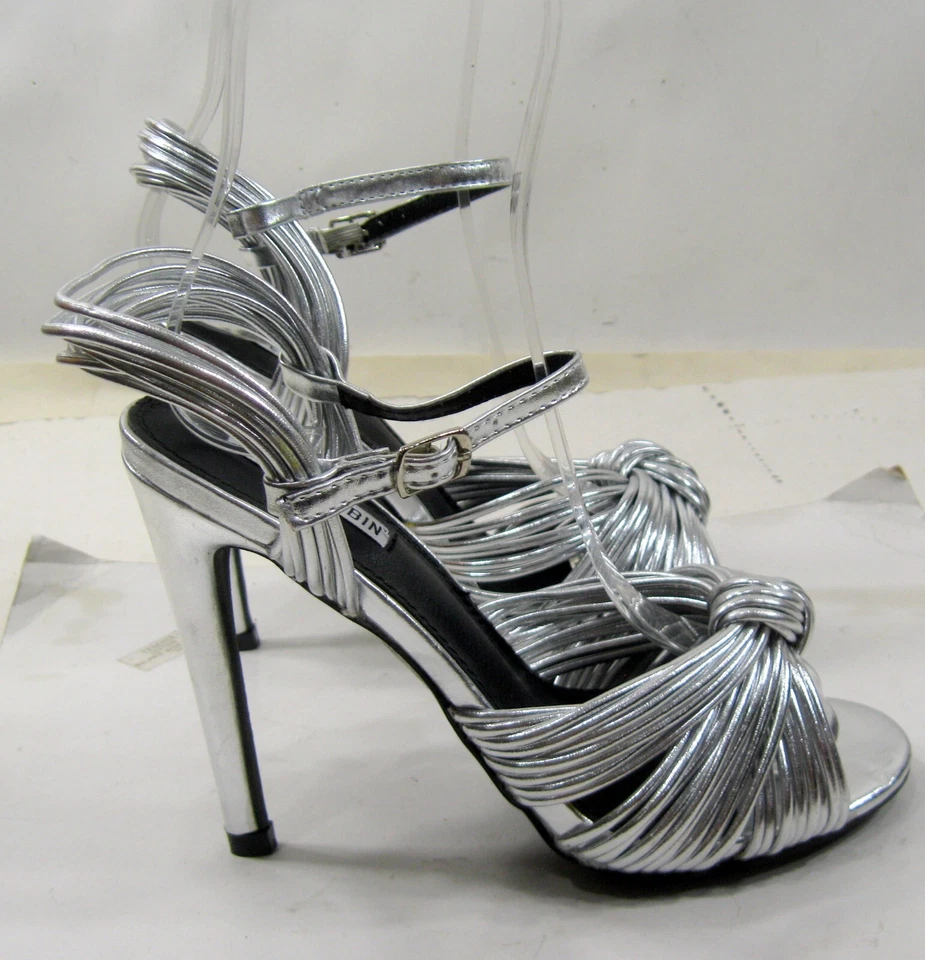 CAPE ROBBIN Silver 5"high Stiletto heel peep toe ankle strap sexy WOMEN Size 6.5 - Image 1 of 4
