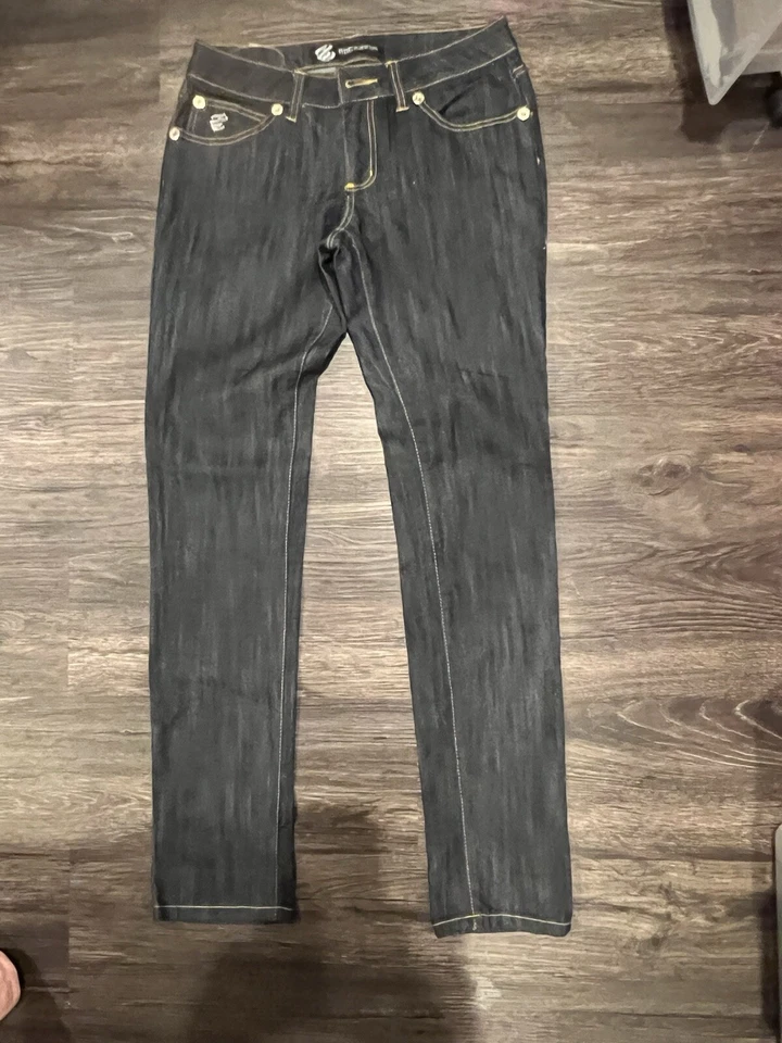 Pantalones de mezclilla para mujer Rocawear talla 9x33” RN# 111507 pierna súper recta lavado oscuro. De colección. Foto 1 de 4