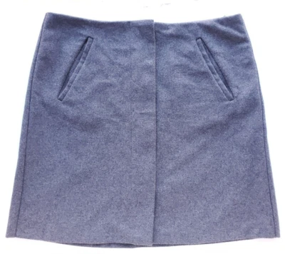 Falda Gris Mezcla Lana Benetton Talla 44 (US 8) Forrada Carrera Cremallera Completa Academia Foto 1 de 4