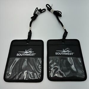Southwest Airlines ID Lanyard Pouch Black Neck Holder Collectibles Airplane Pair