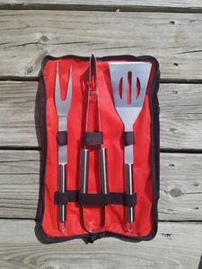 Chefmaster 3 Piece Stainless Steel BBQ Tool Set with Zippered Storage Bag - Picture 1 of 5