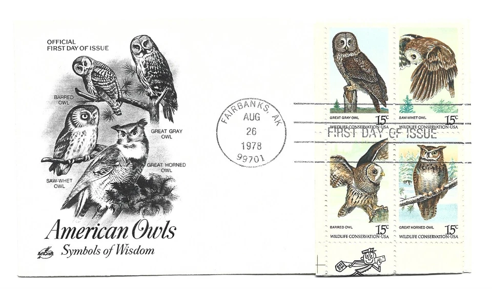 1760-63 American Owls, ArtCraft zip block FDC - Image 1 of 1