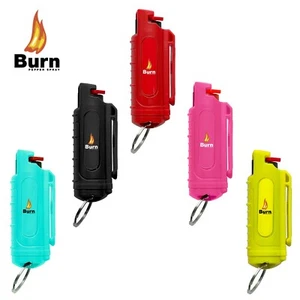 BURN Pepper Spray .50oz Self Defense Keychain Security Case Rainbow - 5 PACK - Picture 1 of 7