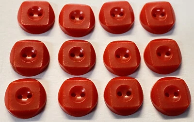 12 Vintage Red Plastic Round Buttons 2 Hole Sewing - Image 1 of 4