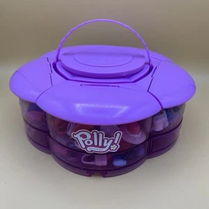 Vtg Polly Pocket 2004 Carrying Case Mattel With 7 Dolls & A Lot of Accessories - Picture 1 of 15