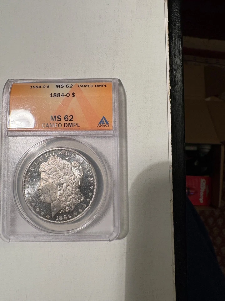 Dólar Morgan 1884-O ANACS $ MS 62 camafeo DMPL espejo profundo a prueba #2 Foto 1 de 2