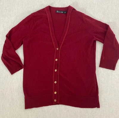 Cárdigan suéter 7th Avenue para mujer grande rojo botón delantero cuello en V manga larga Foto 1 de 4