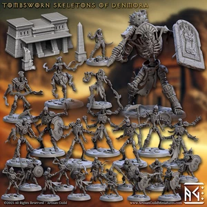 Tumbsworn Skeletons of Denmora por Artisan Guild Impreso en 3D DnD Pathfinder Minis - Imagen 1 de 46