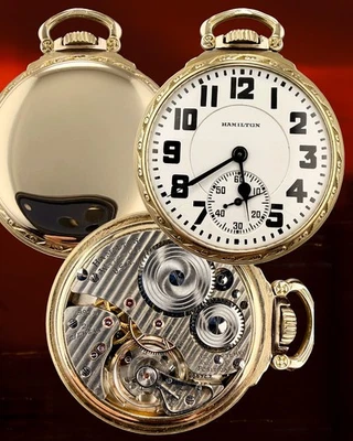 16S Hamilton 992B RR Pocket Watch 21j Serviced - Image 1 of 4