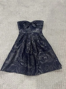 Vintage Rebecca Taylor Party Kleid Seidenmischung Trägerlos Glänzend Damen Gr. XXS - Bild 1 von 5