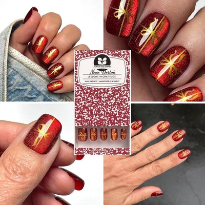 Red Aspen Press On Nails-Nana Darlin's Lessons in Gratitude-ACRYLIC • Squoval • - Image 1 of 4