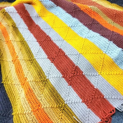 Manta De Colección Colorida Rayas Afgana Tonos Cálidos Brillantes Años 70 Aprox 36" Ancho Foto 1 de 4