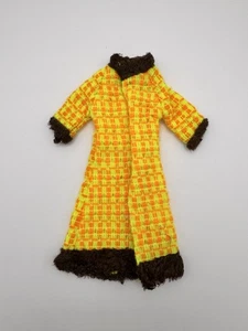 Vintage Barbie Clone Maxi Mod Print Coat Fur Trim Shillman - Picture 1 of 8