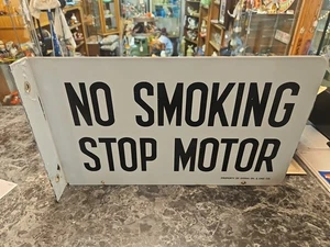 VINTAGE RARE SIGNAL OIL & GAS CO. PORCELAIN" NO SMOKING STOP MOTOR" STATION SIGN - Picture 1 of 17