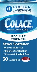 Colace Regular Strength Stuhlweichmacher, Linderung von Verstopfung, 100 mg, 30 Kapseln - Bild 1 von 7