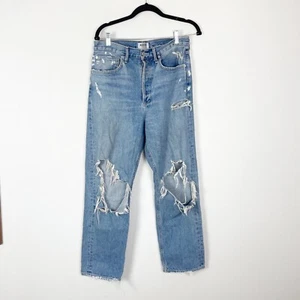 Agolde Damen 27 90s Mid Rise Loose Fit Distressed Light Wash Button Fly Jeans - Bild 1 von 12