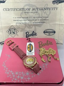 Vintage Barbie Pretty In Pink Fossil Watch in Tin Box COA Only 20k Made #7133 - Picture 1 of 12