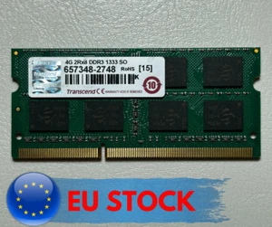 USED Transcend 4GB 2Rx8 DDR3-10600 SODIMM 657348-2748 Laptop Memory RAM - Picture 1 of 2