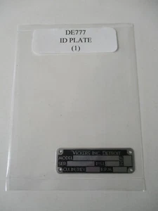 Vickers DE777 ID Plate Aluminum Aircraft Model - Bild 1 von 4