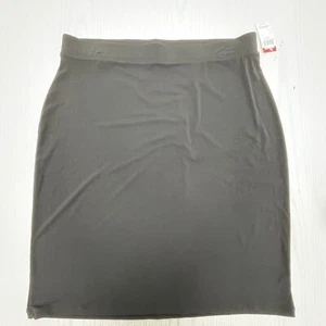 Jaclyn Smith Size L Black Stretch Knee Length A-Line Skirt Flat Waist Band NWT - Picture 1 of 5