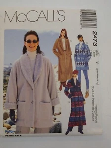McCall’s Misses Unlined Coat Or Jacket Pattern 2473 Sz Sm-Med-Lg 2 Lengths - Picture 1 of 2