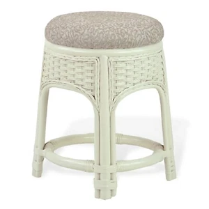 Reposapiés Alexa color blanco con cojín mimbre de ratán natural diseño hecho a mano - Imagen 1 de 6