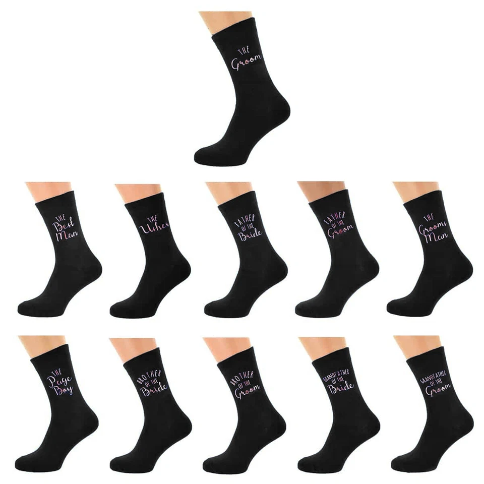 Black with ROSE GOLD Mens and Childs Wedding Socks  in Various Roles X6N885 - Image 1 of 1