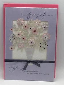 Hallmark Mother's Day Card Woman I LOVE WIFE PARTNER Flowers 8x5.5 - Picture 1 of 4
