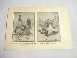 1901 2-seitige illustrierte Seite Nationen Trauer Pres. McKinley, McKinley Homestead - Bild 1 von 2