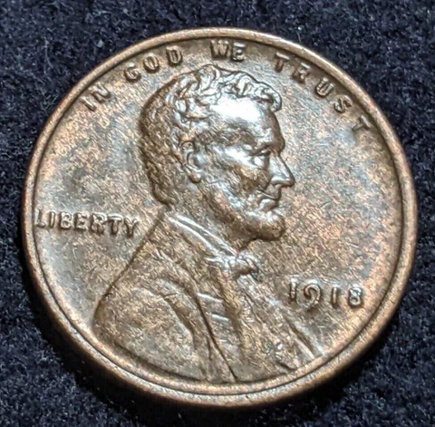 1918 P Lincoln Cent Wheat Penny Woody Wood Grain Naturally Toned Cover