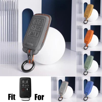 Suede Leather Car Key Fob Case Cover For Volvo S80L XC60 S60 V60 V40 Cross Foto 1 de 4