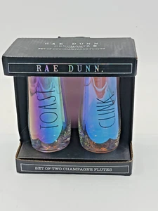 Rae Dunn von Enchanté ~ 2er Set schillernde Toast Clink Champagnerflöten ~ Neu im Karton - Bild 1 von 4