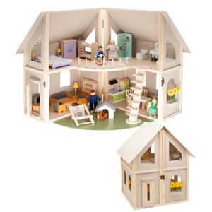 howa Puppenhaus aus Holz klappbar inkl. 30tlg. Möbelset, 4 Puppen und Hund 7016 - Bild 1 von 8