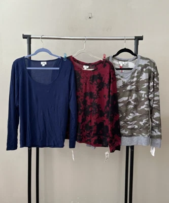 NWT Lot of 3 Jenni Sz L Long Sleeves Scoop Neck Thermal Pajama Top Bundle Camo - Image 1 of 4