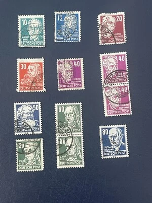 GERMANY 1948 Soviet Zone General Issue : Famous Portraits 8 Stamps And 2 Blocks- - Image 1 of 4