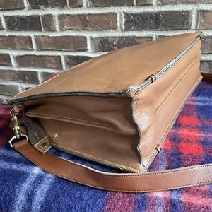 SELTENE VINTAGE 1970er BRITISCH HELLBRAUN DOPPELZWICKEL MACBOOK HÜLLE AKTENTASCHE TASCHE R $ 798 - Bild 1 von 12