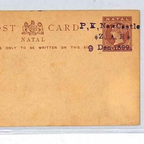 SUDÁFRICA Guerra 1899 OER OCUPACIÓN NATAL *Newcastle* QV Tarjeta de Papelería YA17 Foto 1 de 4