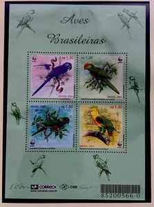 WWF Stamps Brazil World Wildlife Fund 2001 Brazilian parrots Mint Condition - Picture 1 of 1