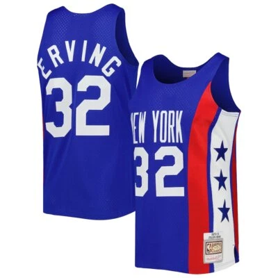 New York Nets Julius Erving #32 Mitchell & Ness Blue 1973/74 NBA Swingman Jersey - Image 1 of 4