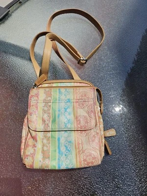 Cartera Bandolera Vintage Y2K Cuero Fósil Retazos Viaje Pastel Floral... Foto 1 de 4