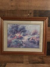 Homco Home Interior Lee K. Parkinson Picture House Cottage Flowers Trees Birdhou